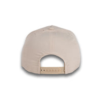 HOT-6 light beige wholesale 5-panel performance snapback hat back view
