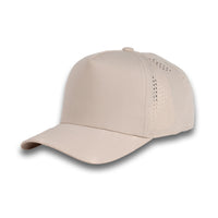 HOT-6 light beige wholesale 5-panel performance snapback hat front view