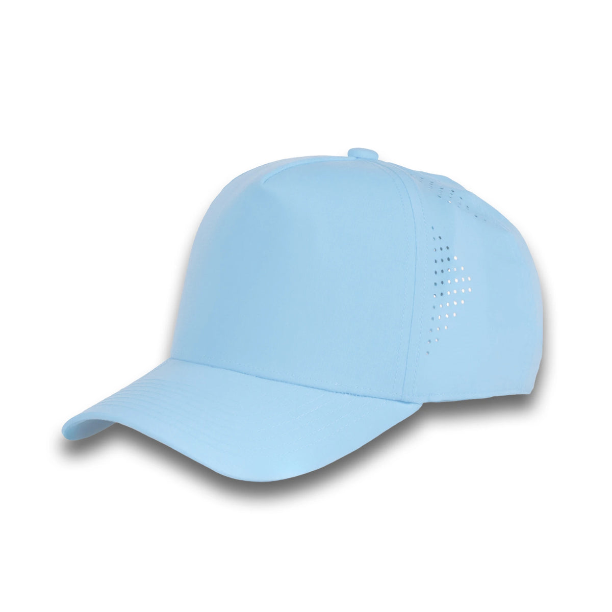HOT-6 light blue wholesale 5-panel performance snapback hat front view