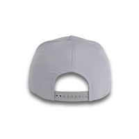 HOT-6 light grey wholesale 5-panel performance snapback hat back view