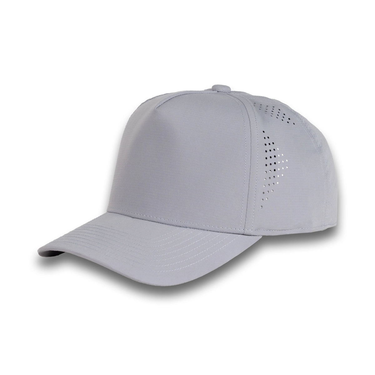 HOT-6 light grey wholesale 5-panel performance snapback hat front view