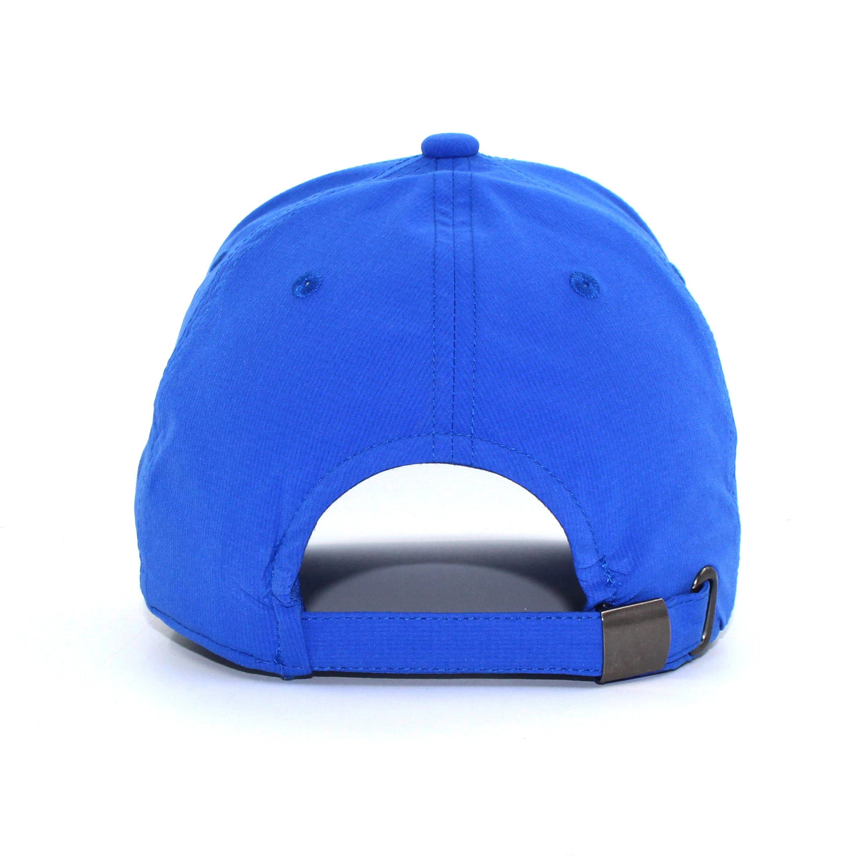 HOT-7 blue wholesale 6-panel performance snapback hat back view