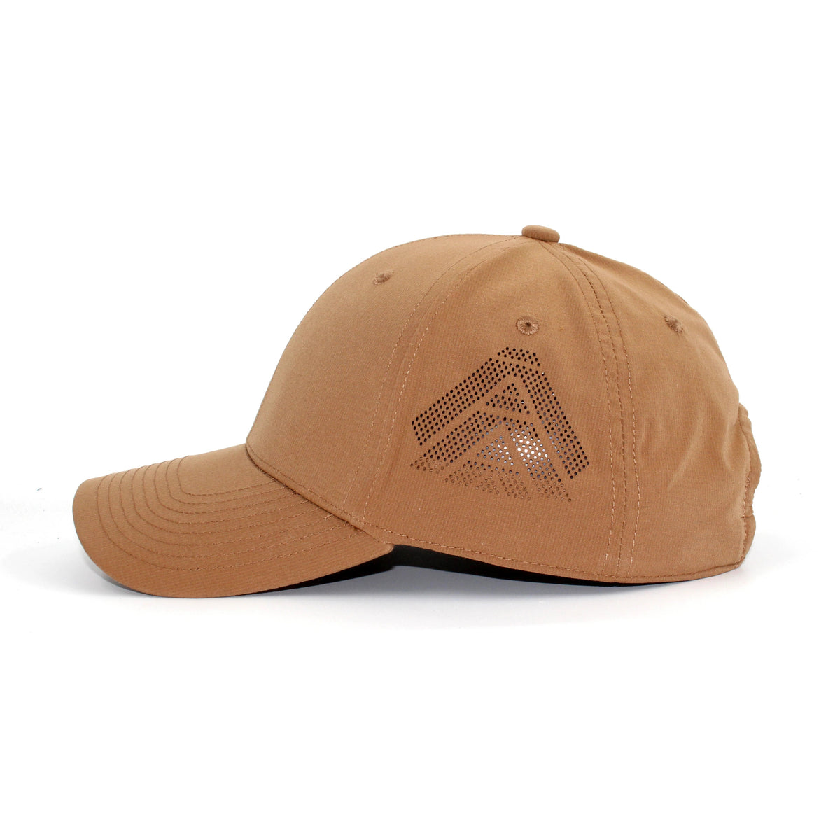 HOT-7 dark khaki wholesale 6-panel performance snapback hat side view