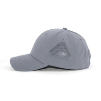 HOT-7 grey wholesale 6-panel performance snapback hat side view