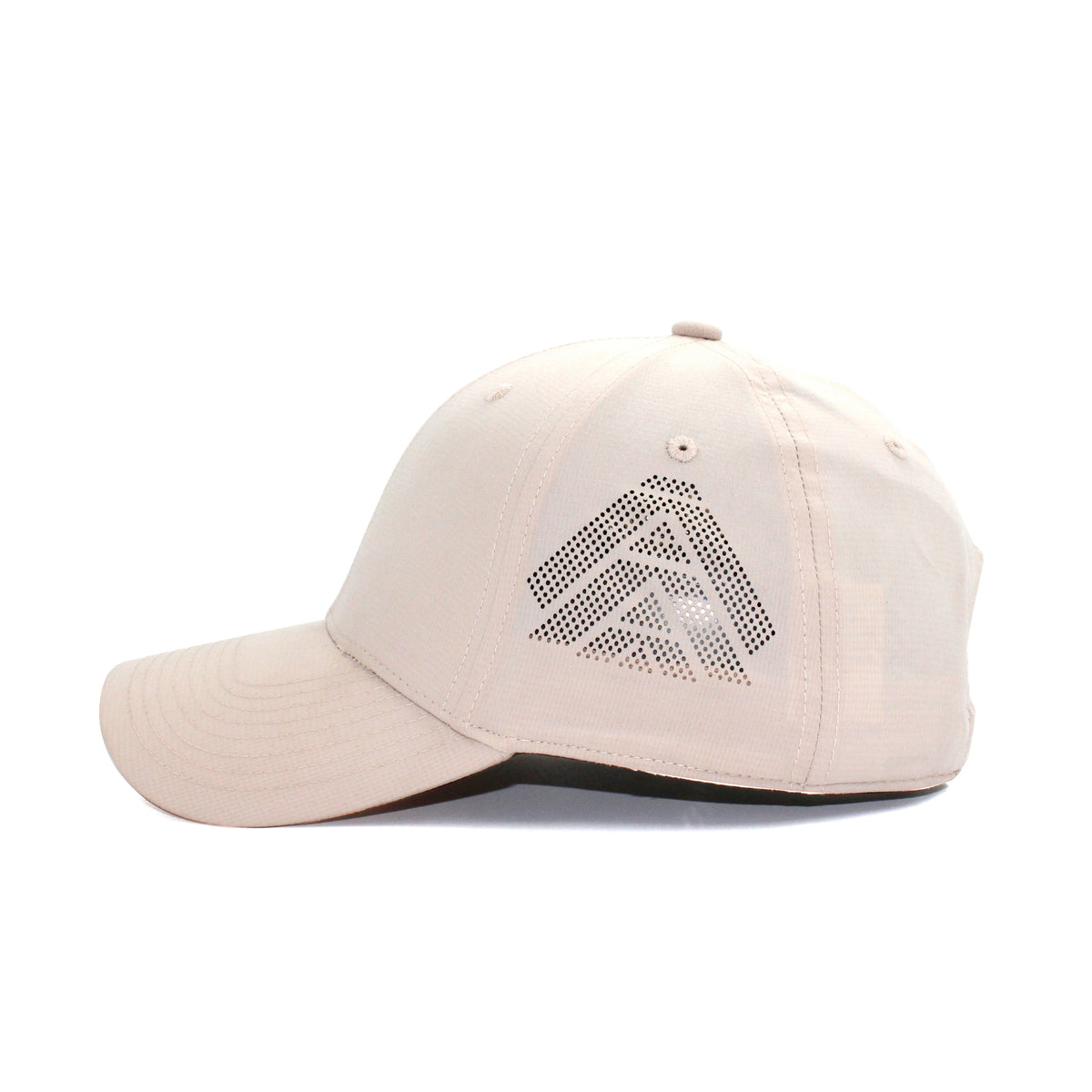 HOT-7 light beige wholesale 6-panel performance snapback hat side view