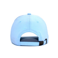 HOT-7 light blue wholesale 6-panel performance snapback hat back view