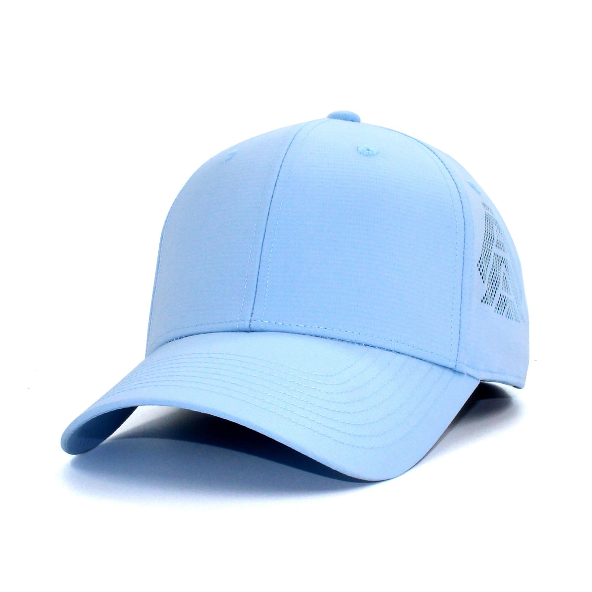 HOT-7 light blue wholesale 6-panel performance snapback hat front view