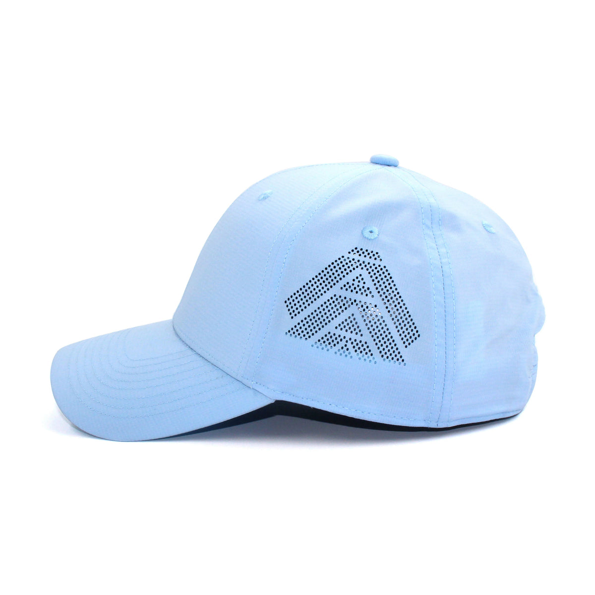 HOT-7 light blue wholesale 6-panel performance snapback hat side view