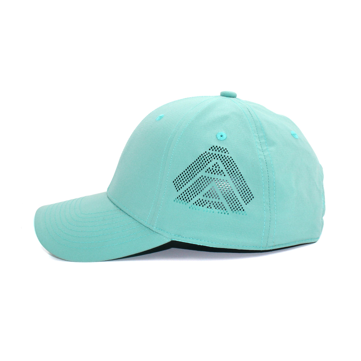 HOT-7 light green wholesale 6-panel performance snapback hat side view