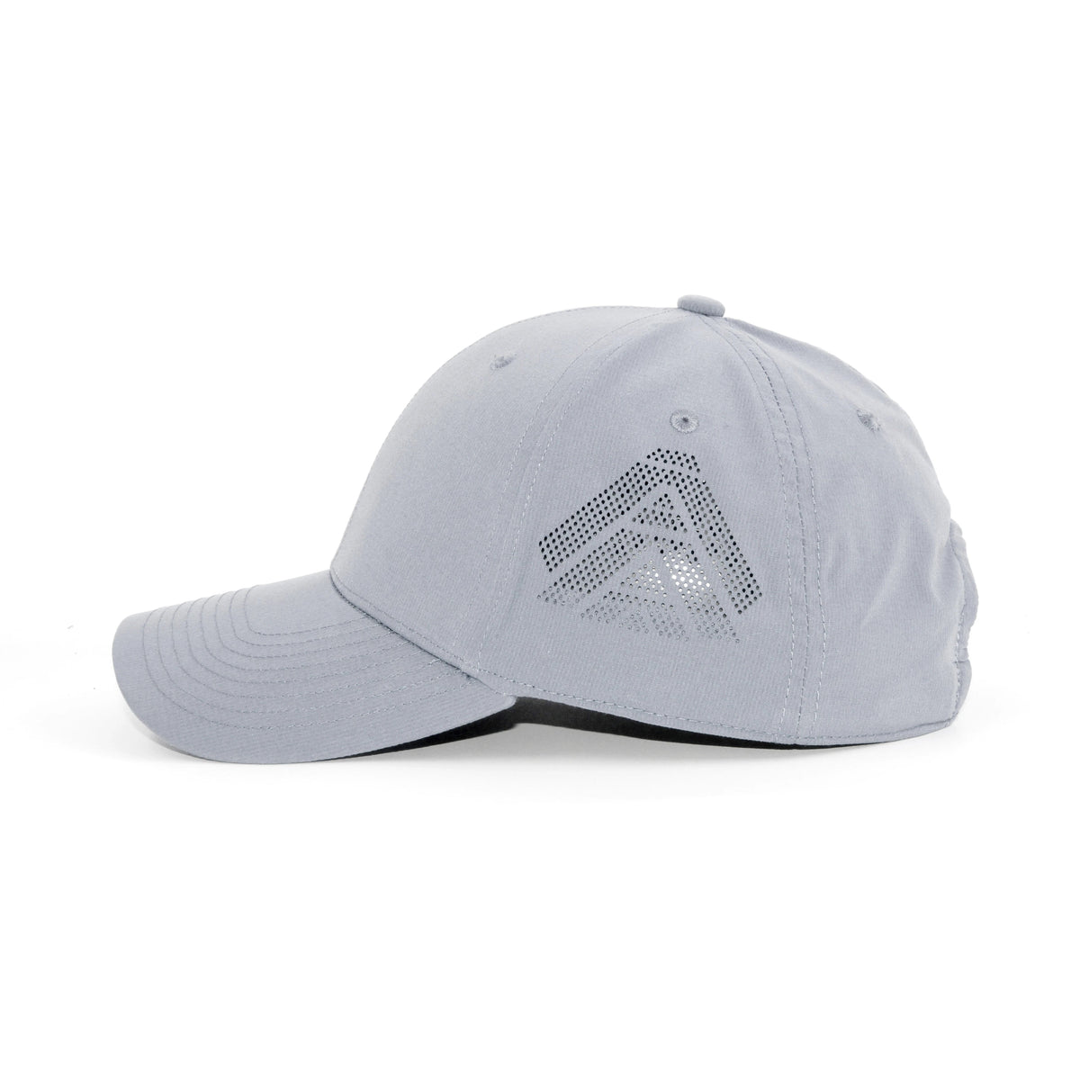 HOT-7 light grey wholesale 6-panel performance snapback hat side view