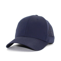 HOT-7 navy wholesale 6-panel performance snapback hat front view