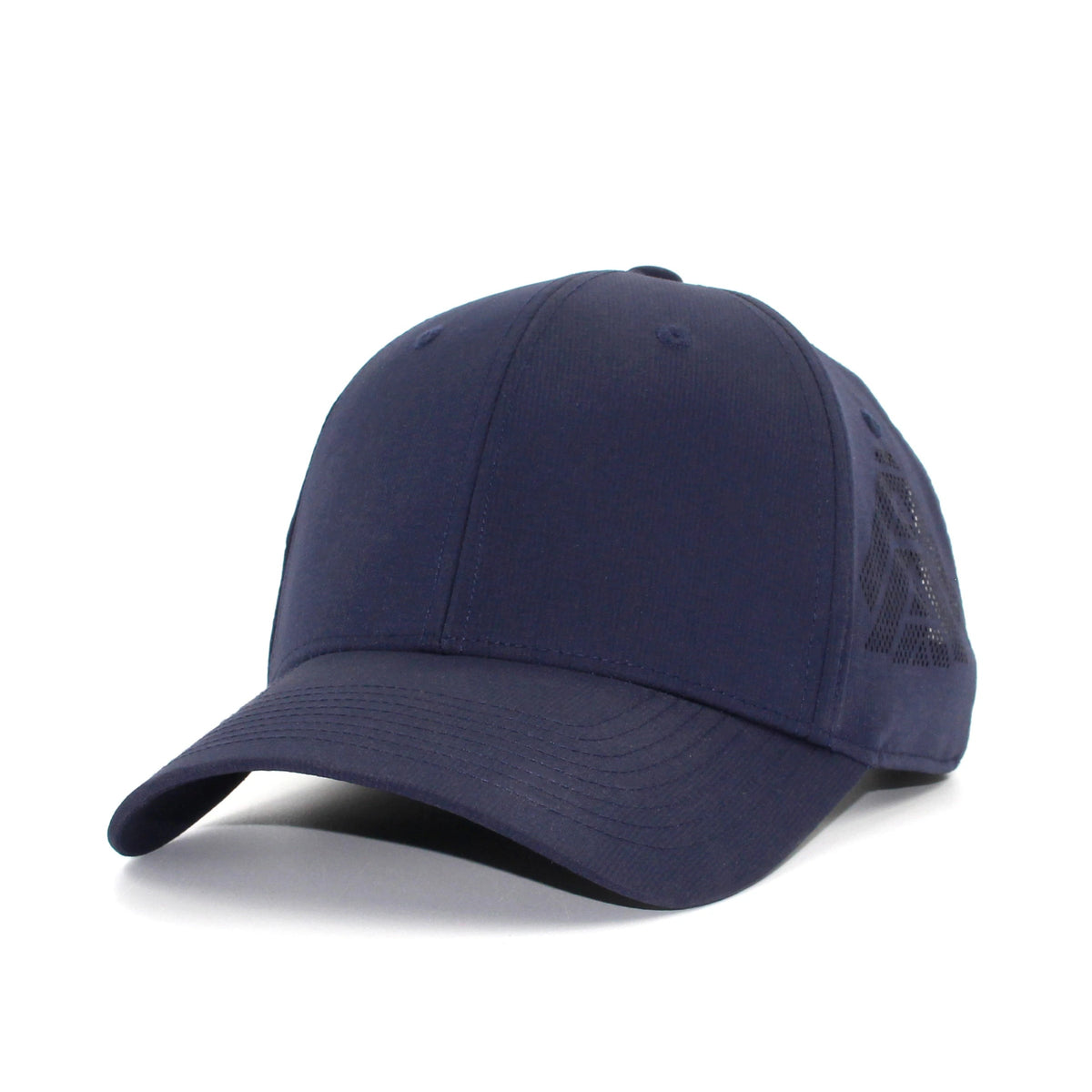 HOT-7 navy wholesale 6-panel performance snapback hat front view