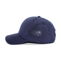 HOT-7 navy wholesale 6-panel performance snapback hat side view