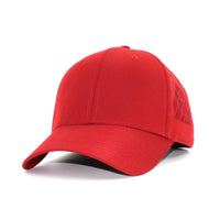 HOT-7 red wholesale 6-panel performance snapback hat front view