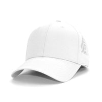 HOT-7 white wholesale 6-panel performance snapback hat front view