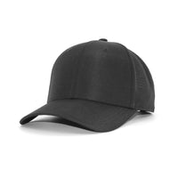 HOT-9 black wholesale 6-panel performance snapback hat front view