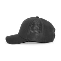 HOT-9 black wholesale 6-panel performance snapback hat side view