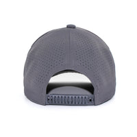 HOT-9 dark grey wholesale 6-panel performance snapback hat back view