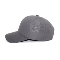 HOT-9 dark grey wholesale 6-panel performance snapback hat side view