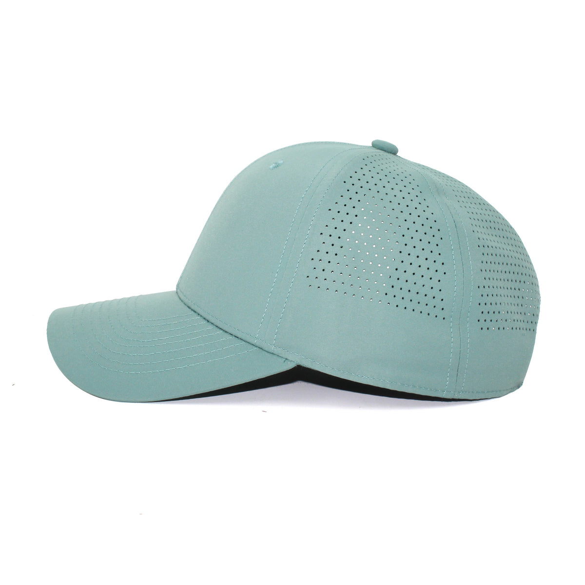 HOT-9 green wholesale 6-panel performance snapback hat side view