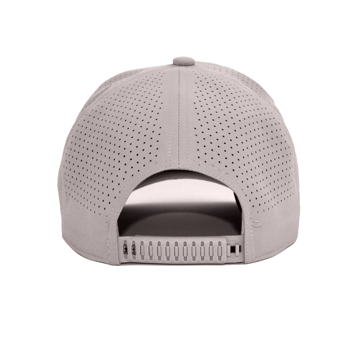 HOT-9 light grey wholesale 6-panel performance snapback hat back view
