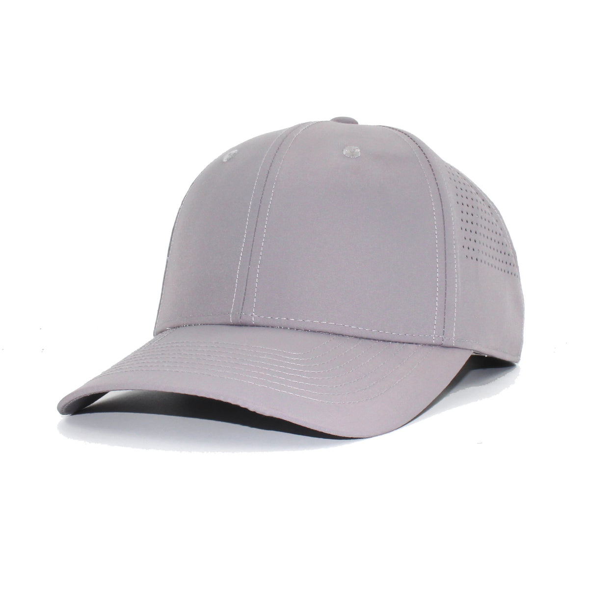 HOT-9 light grey wholesale 6-panel performance snapback hat front view