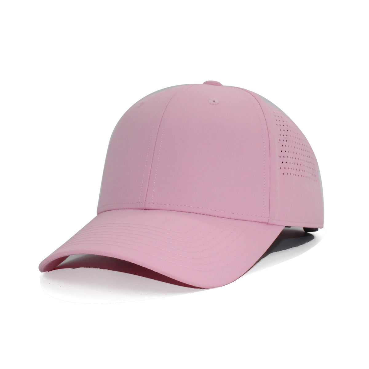 HOT-9 light pink wholesale 6-panel performance snapback hat front view