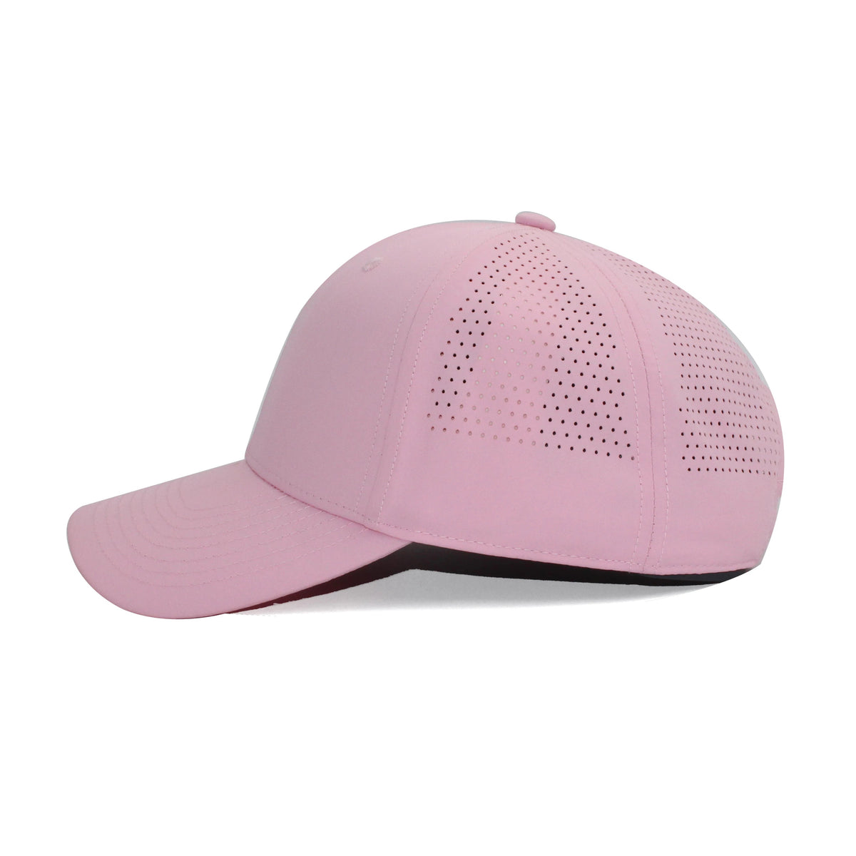HOT-9 light pink wholesale 6-panel performance snapback hat side view