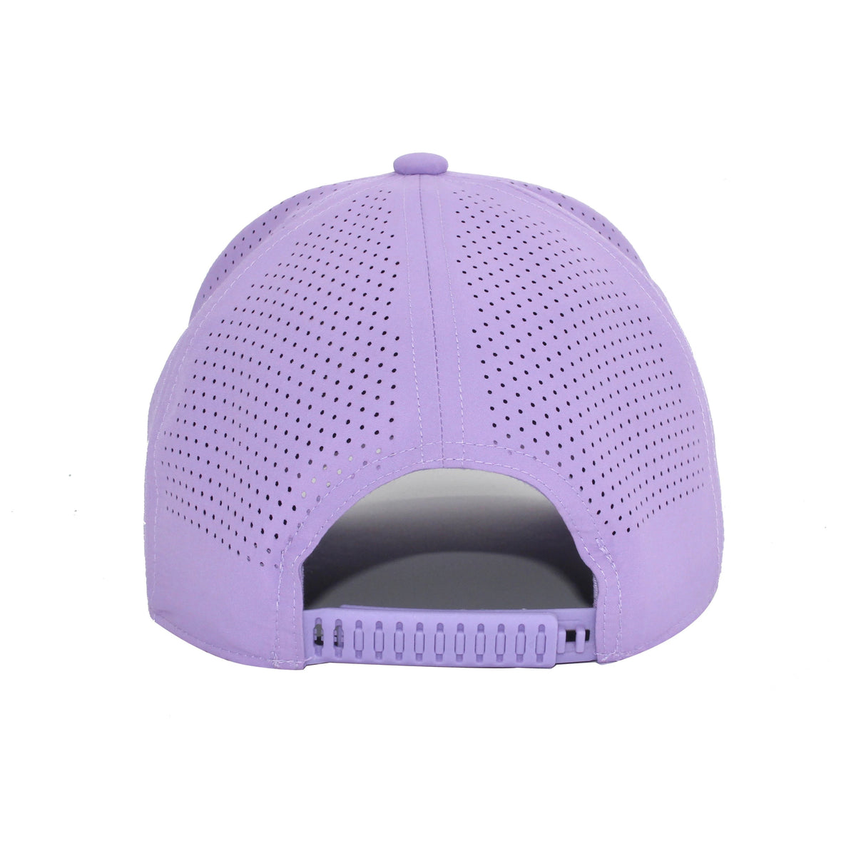 HOT-9 light purple wholesale 6-panel performance snapback hat back view
