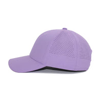 HOT-9 light purple wholesale 6-panel performance snapback hat side view