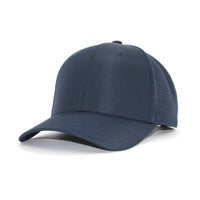 HOT-9 navy wholesale 6-panel performance snapback hat front view