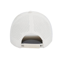 HOT-9 original white wholesale 6-panel performance snapback hat back view