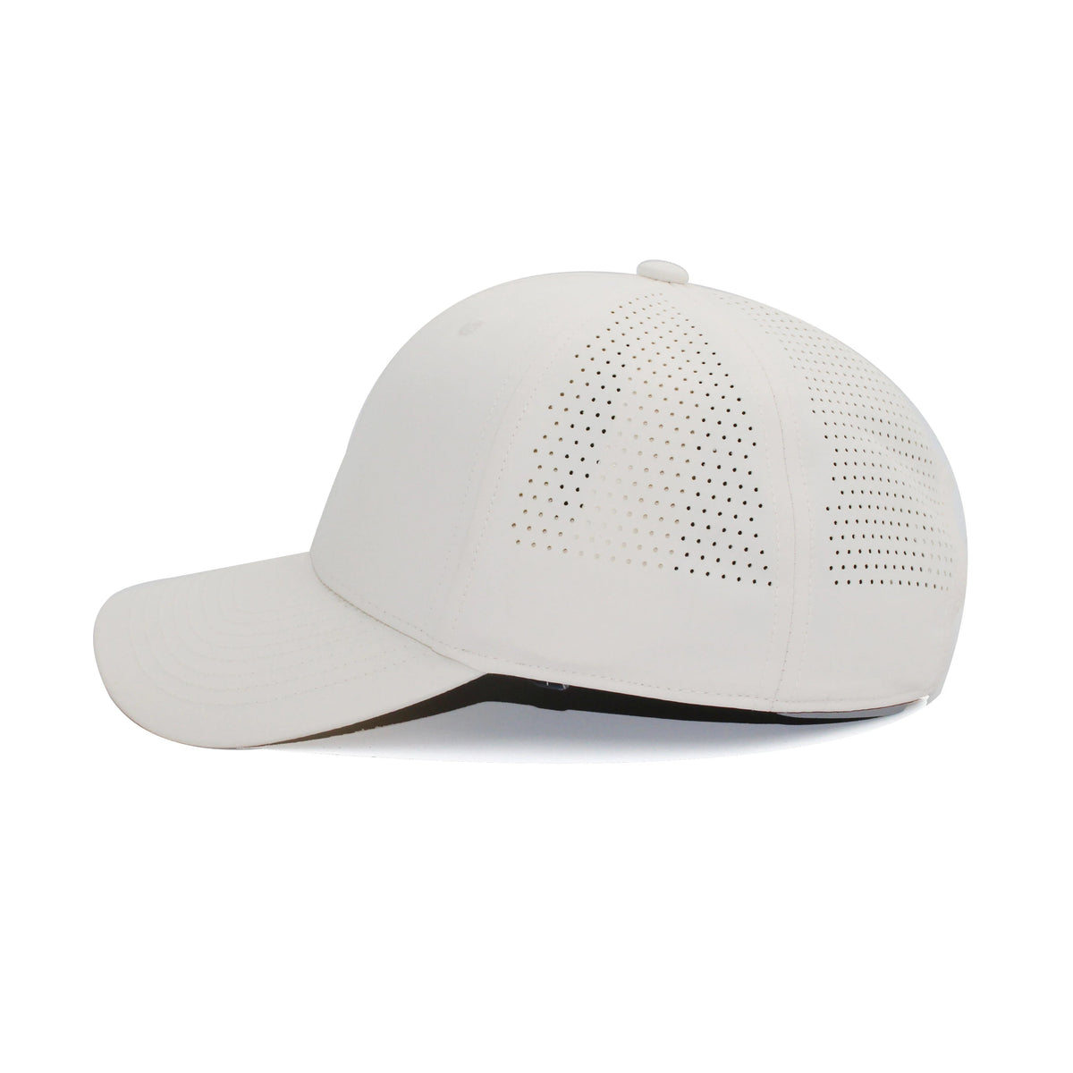 HOT-9 original white wholesale 6-panel performance snapback hat side view