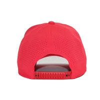 HOT-9 red wholesale 6-panel performance snapback hat back view