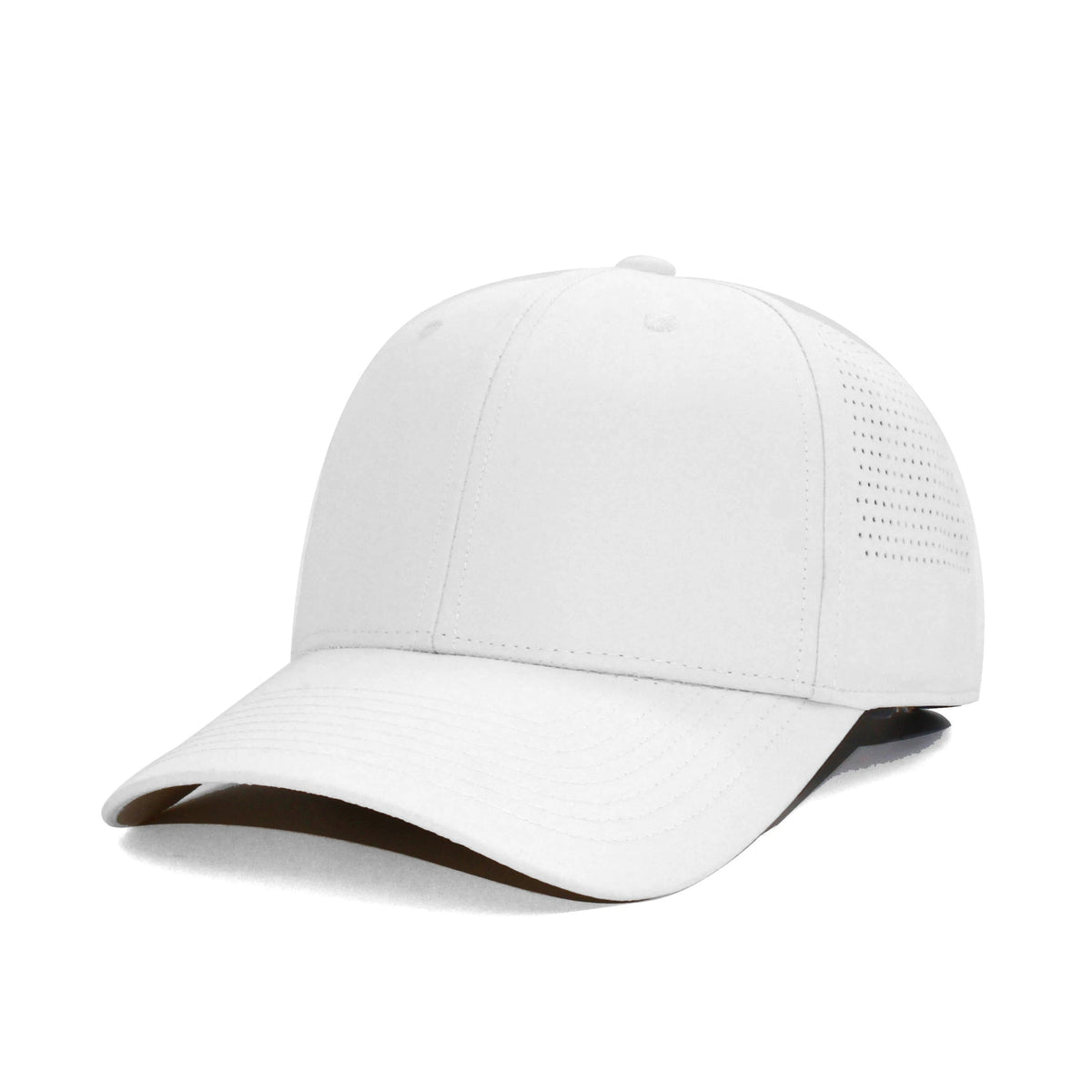 HOT-9 white wholesale 6-panel performance snapback hat front view