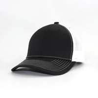 LU-1 black white wholesale 6-panel trucker hat front view