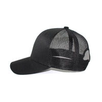 LU-1 black wholesale 6-panel trucker hat side view