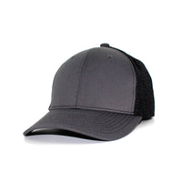 LU-1 charcoal black wholesale 6-panel trucker hat front view