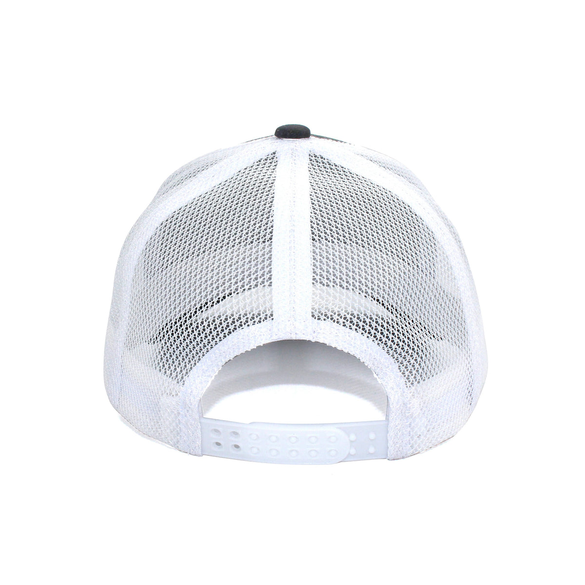 LU-1 charcoal white wholesale 6-panel trucker hat with snapback