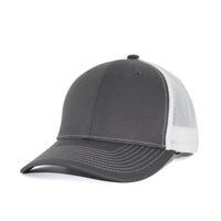 LU-1 charcoal white wholesale 6-panel trucker hat front view