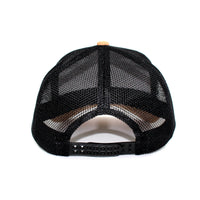 LU-1 khaki black wholesale 6-panel trucker hat with snapback