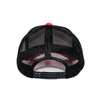 LU-1 red black wholesale 6-panel trucker hat with snapback