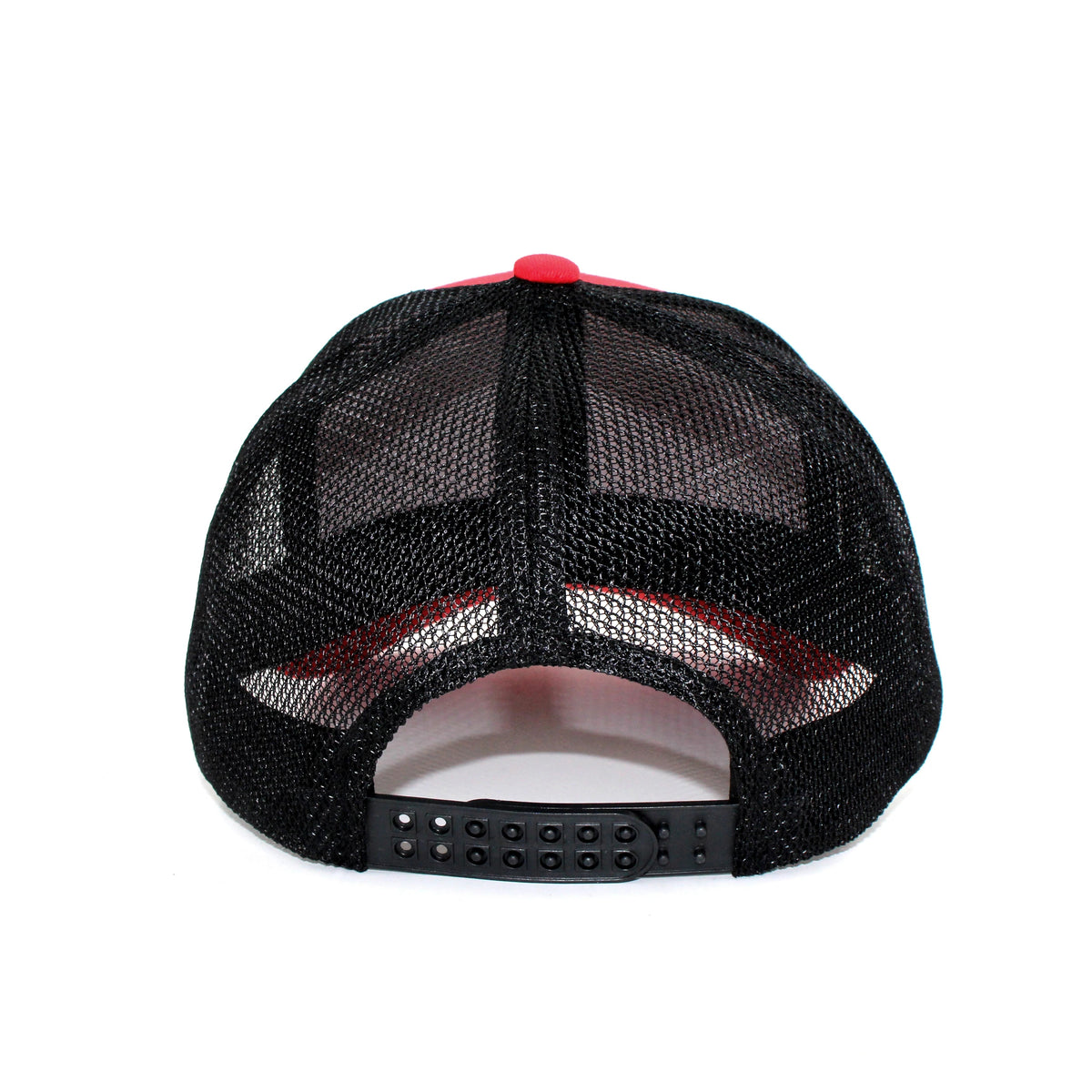 LU-1 red black wholesale 6-panel trucker hat with snapback