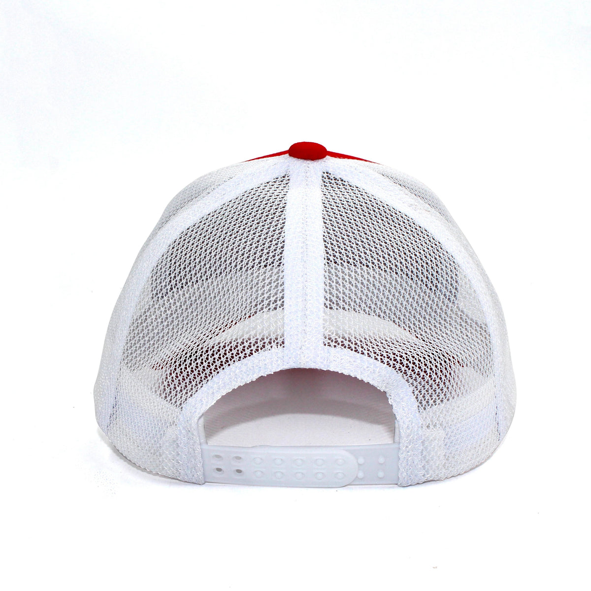 LU-1 red white wholesale 6-panel trucker hat with snapback
