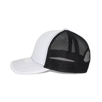 LU-1 white black wholesale 6-panel trucker hat side view