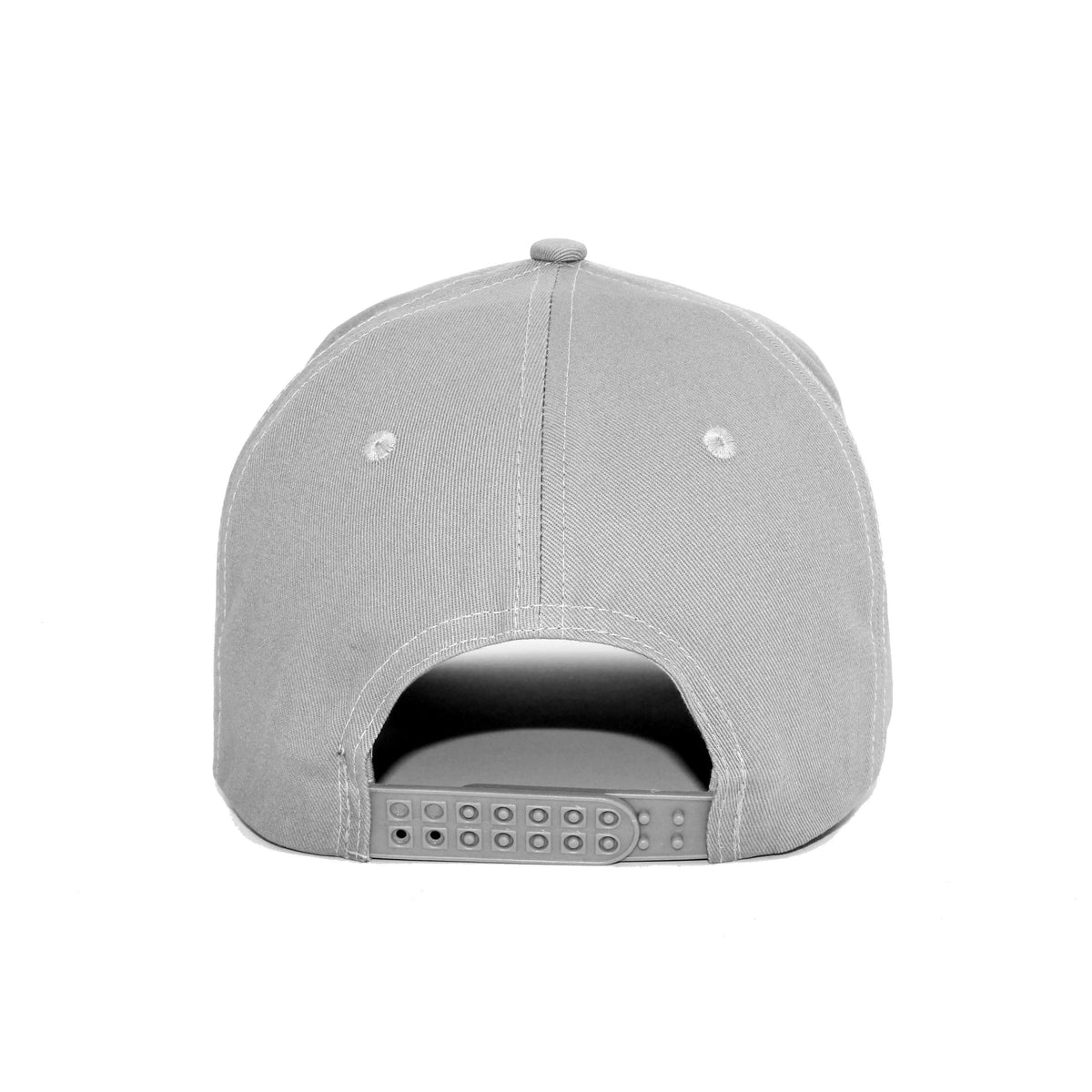 LU-2 heather grey wholesale 5-panel snapback hat back view