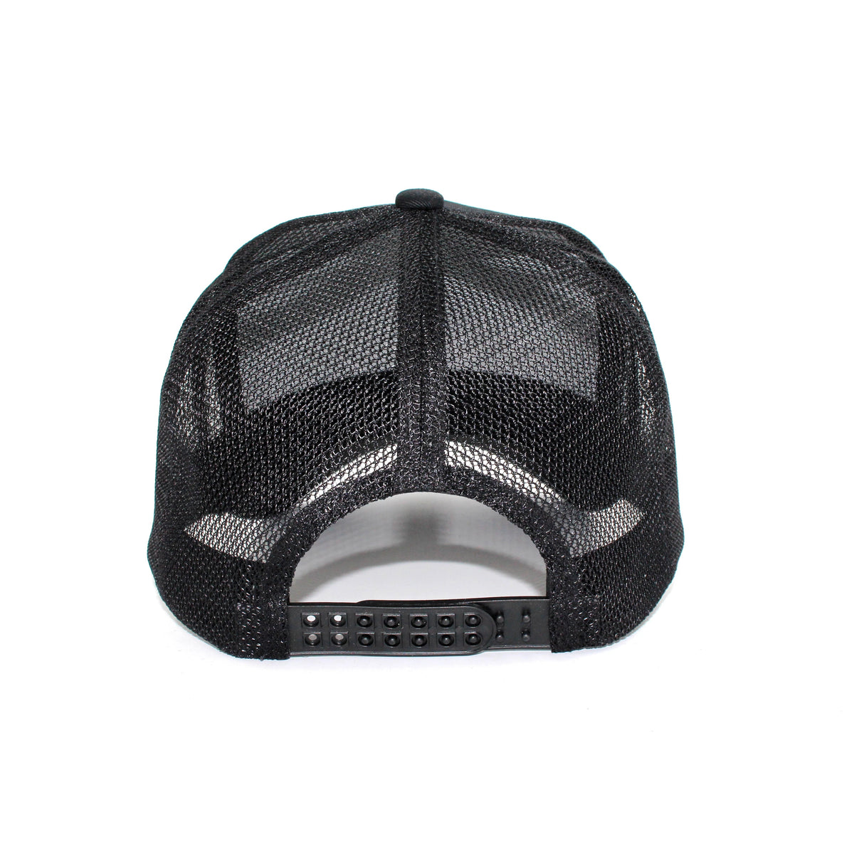 LU-3 black wholesale 5-panel rope trucker hat back view