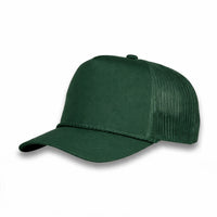 LU-3 dark green wholesale 5-panel rope trucker hat front view