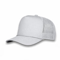 LU-3 grey wholesale 5-panel rope trucker hat front view
