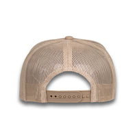 LU-3 khaki wholesale 5-panel rope trucker hat back view